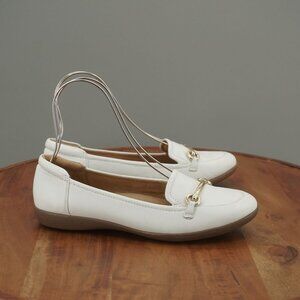 Naturalizer White Loafers with Gold Accent